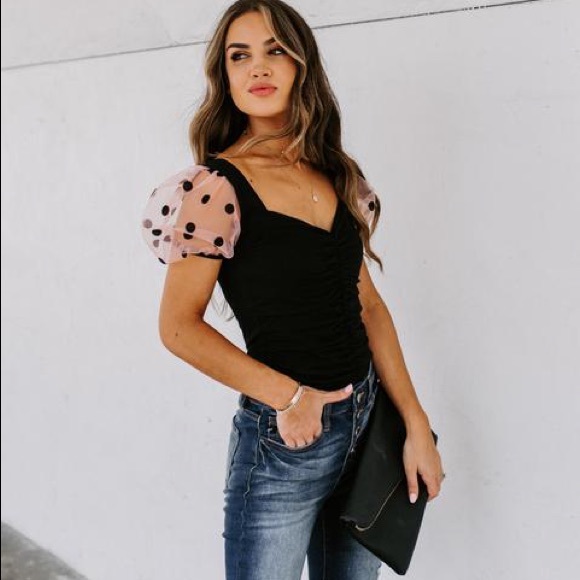 LAST ONE - Minnie Ruched Puff Sleeve Bodysuit Vici - Picture 5 of 8